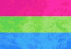 Bandeira polissexual nas cores rosa, verde e azul.