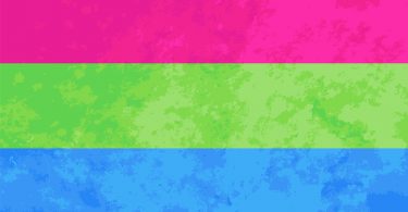 Bandeira polissexual nas cores rosa, verde e azul.