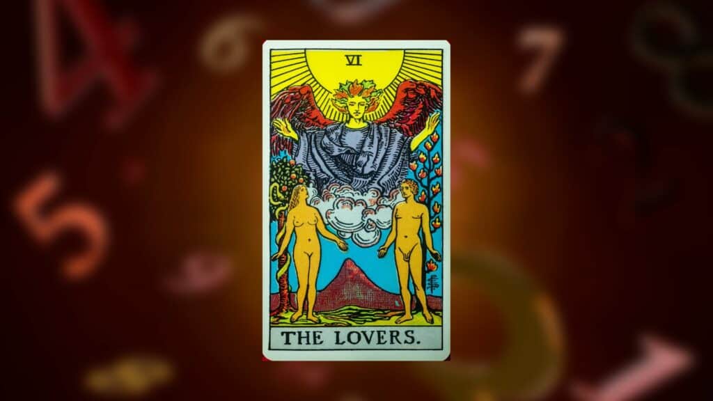 Carta Os Enamorados do tarot simbolizando a energia do número 6.