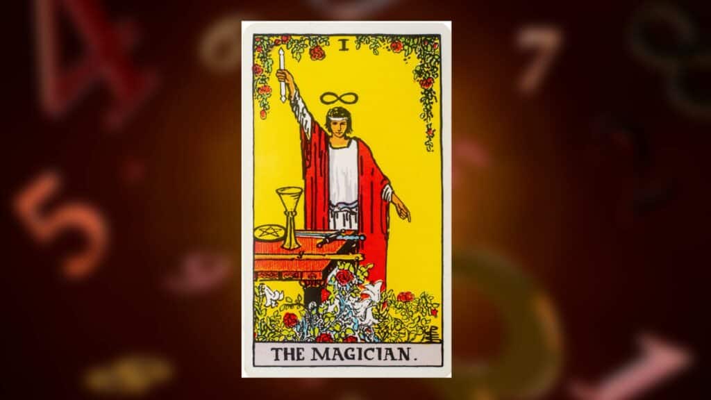 Carta do Mago no tarot simbolizando a energia do número 1.