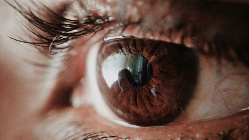 Um olho humano visto de perto.