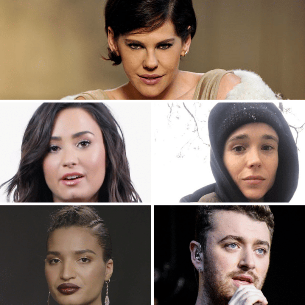 Bárbara Paz, Demi Lovato , Elliot Page, Ezra Miller, Indya Moore e Sam Smith