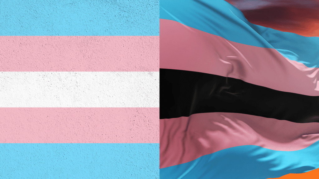 Montagem de bandeira trans e bandeira trans representação da comunidade negra 