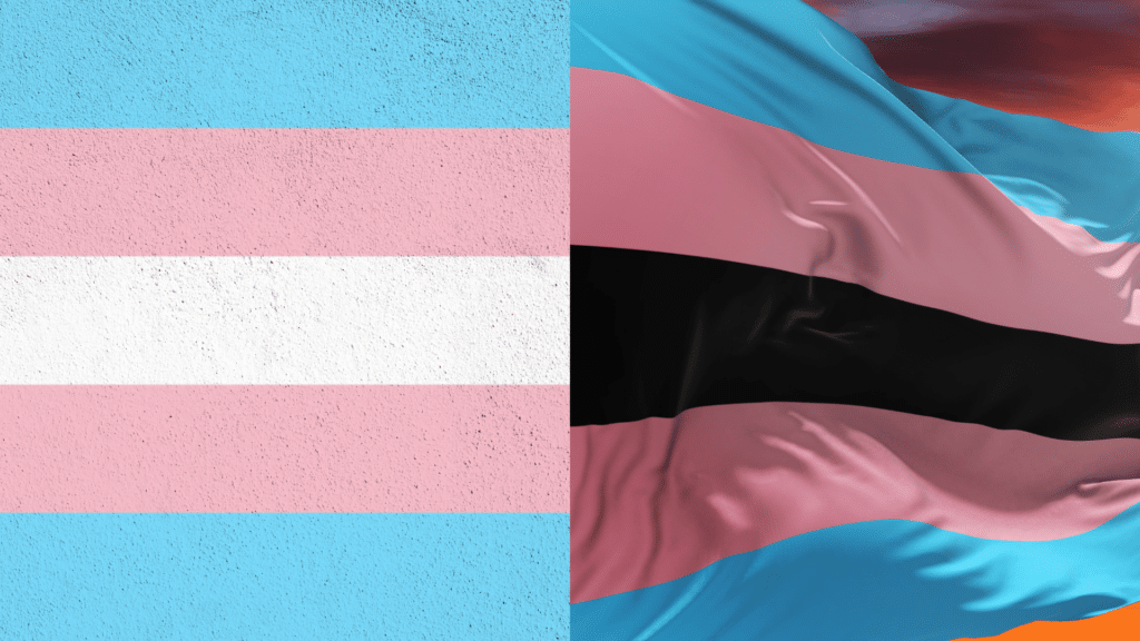 Montagem de bandeira trans e bandeira trans representação da comunidade negra