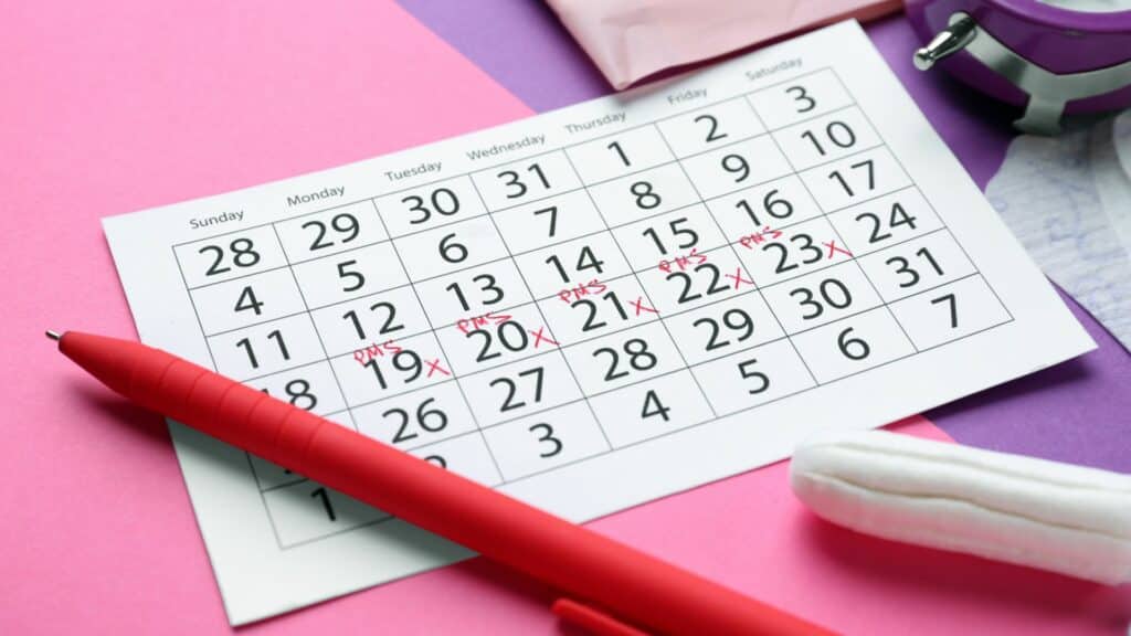 Calendário menstrual.