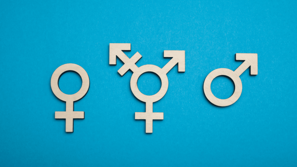 Símbolos do sexo feminino, intersexo e masculino. 