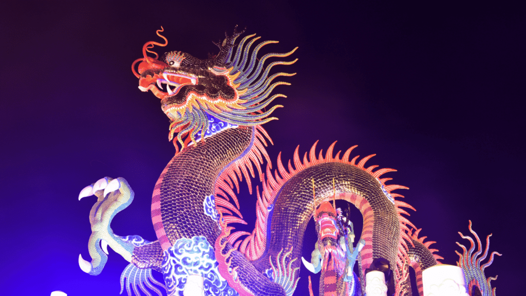 Dragão no Ano Novo Chinês. 
