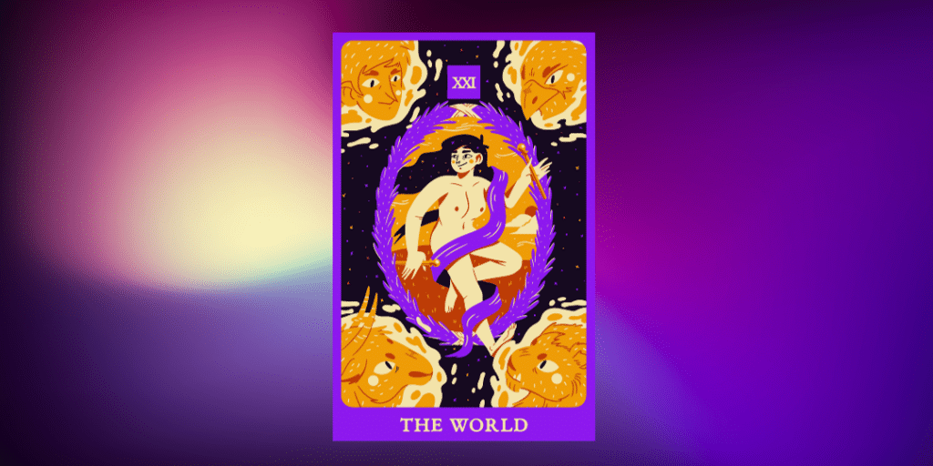 Carta de tarot "O Mundo". 