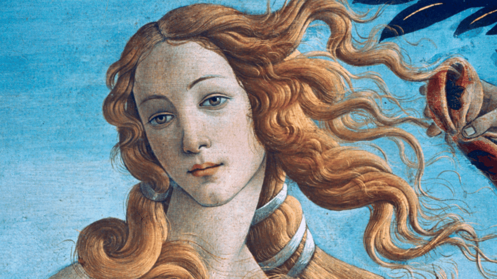 A pintura "O nascimento de Vênus" como representação da Deusa grega Afrodite. 