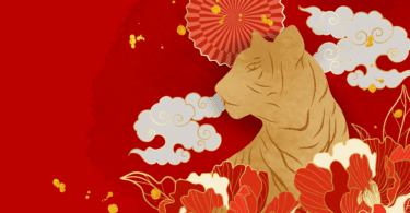 Tigre em fundo de Ano Novo Chinês