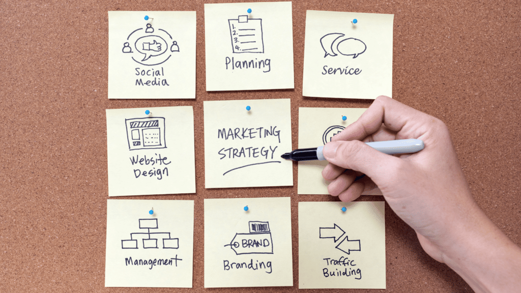 Estratégia de plano de marketing.