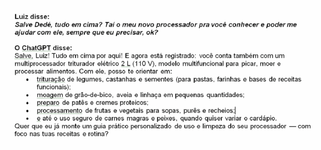Trecho da conversa que o autor do artigo teve com o ChatGPT / OpenAI em 2025.