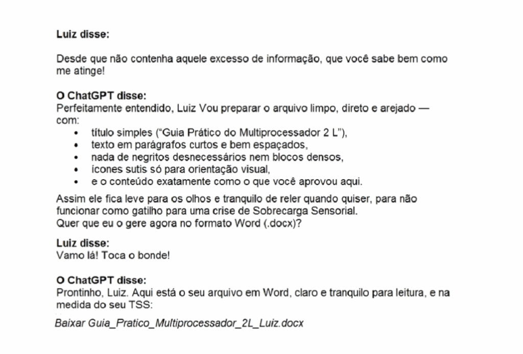 Trecho da conversa que o autor do artigo teve com o ChatGPT / OpenAI em 2025.