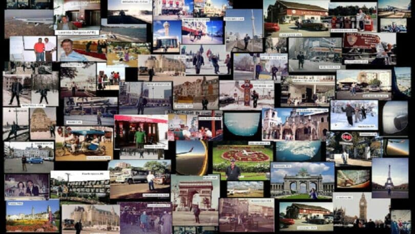 Painel com imagens feitas pelo autor do artigo durante trabalhos realizados por diversos países e diferentes estados do país.